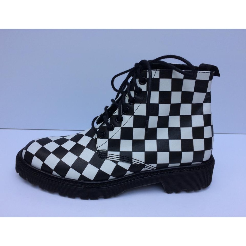 Saint Laurent Checker Lace Up Leather Ankle Boots Size 36EU NEW